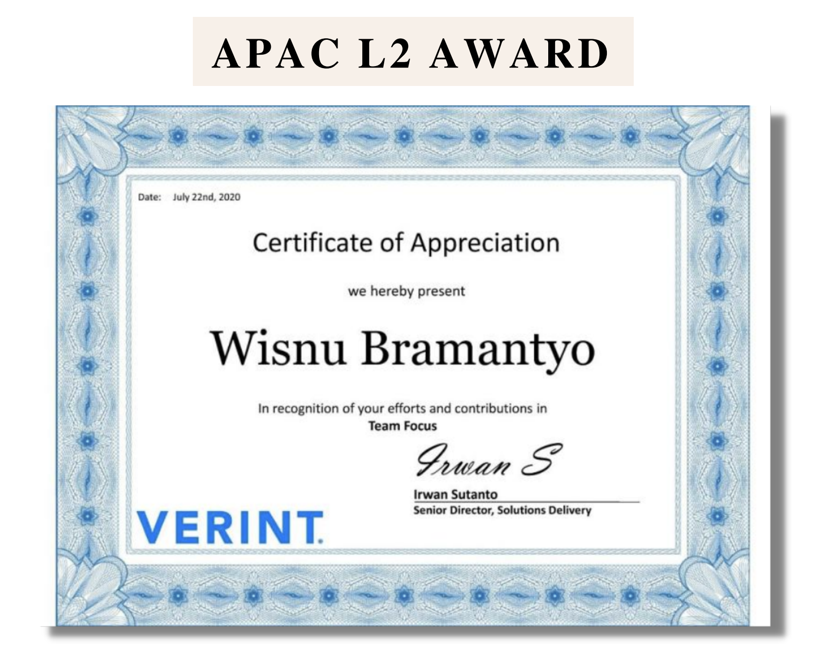 Verint Excellence Award